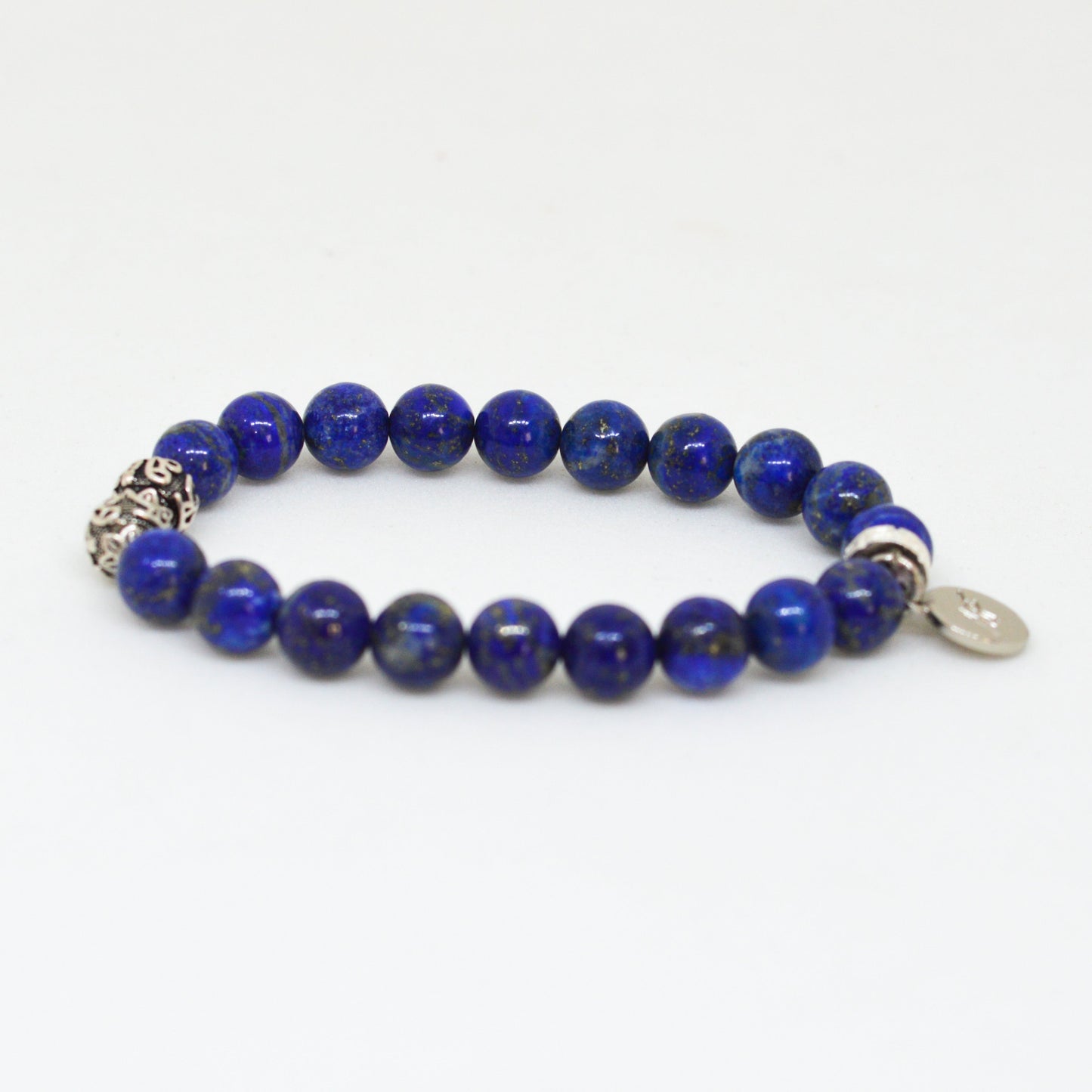 Lapis Lazuli Super Silver Bead Bracelet (8 MM)