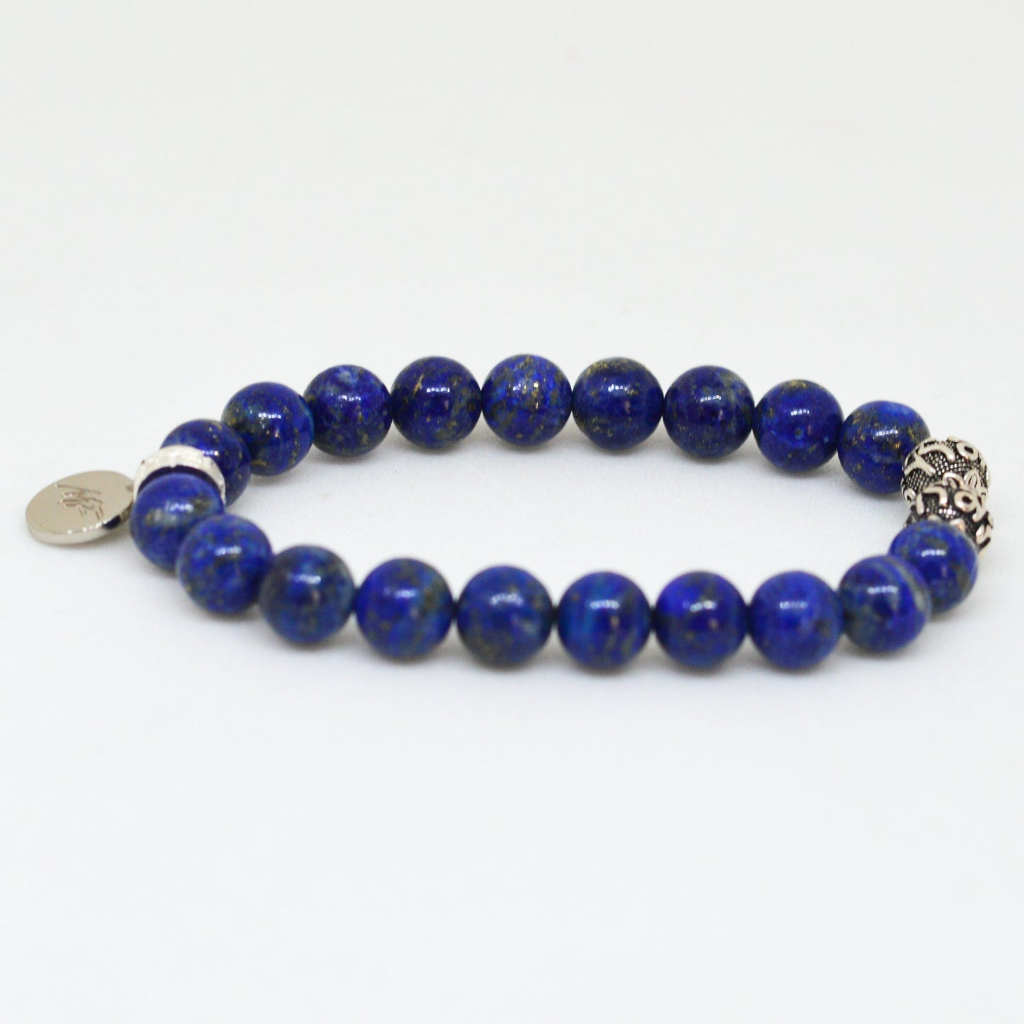 Lapis Lazuli Super Silver Bead Bracelet (8 MM)