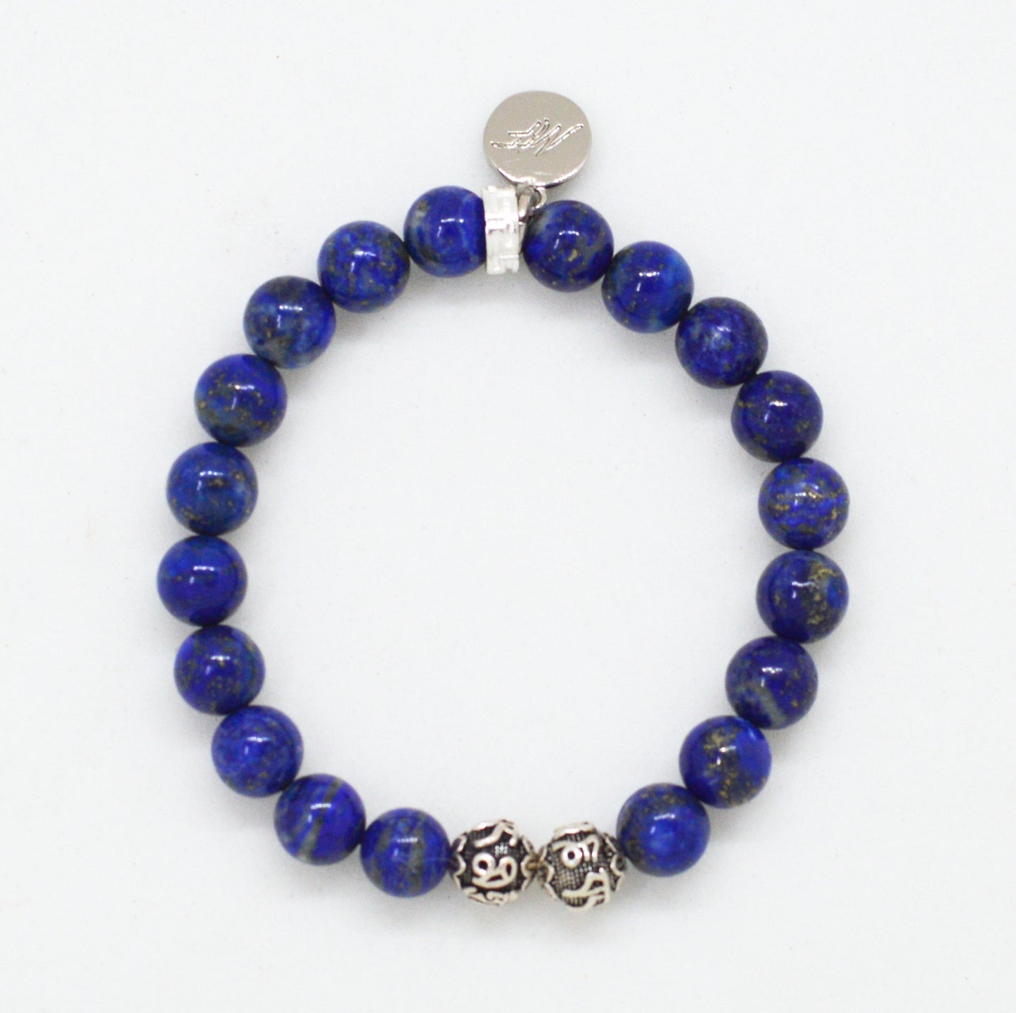 Lapis Lazuli Super Silver Bead Bracelet (8 MM)