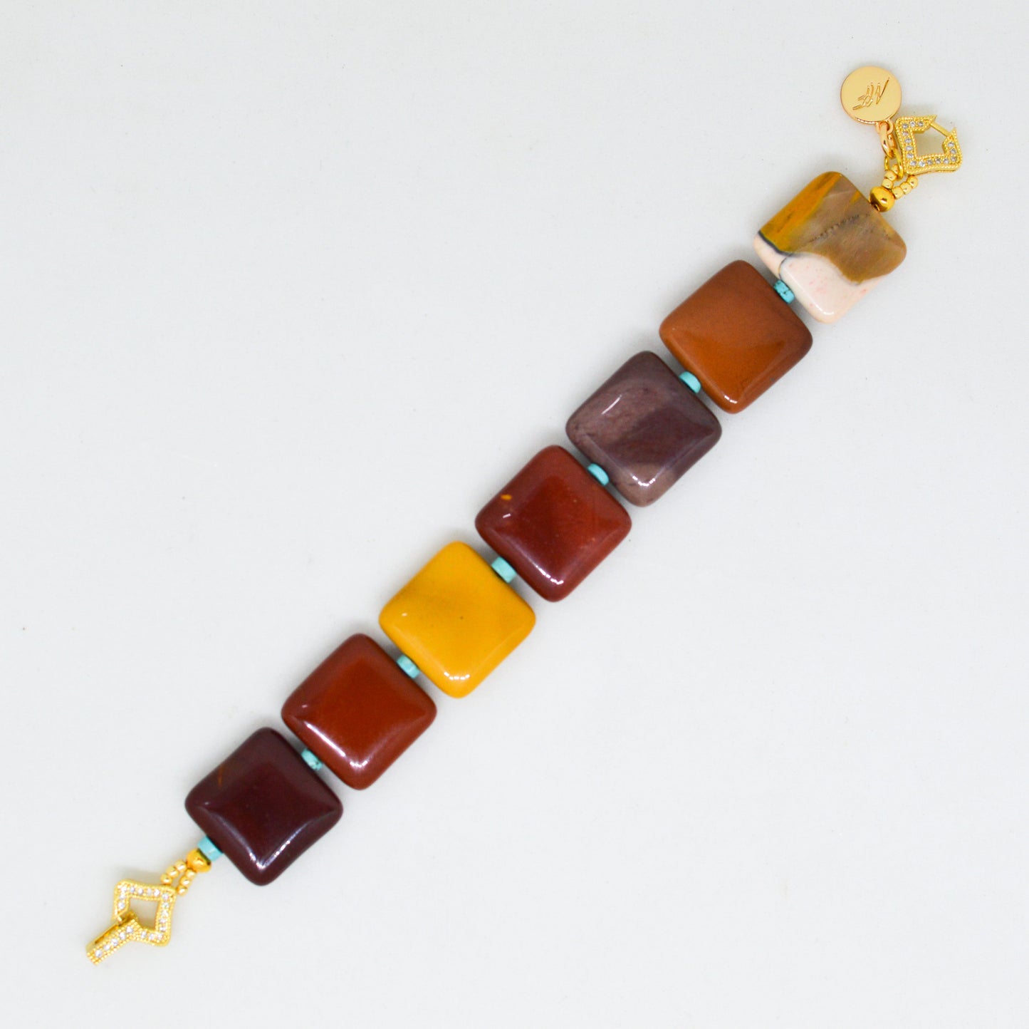 Mookaite Jasper Stone Square Bead Bracelet