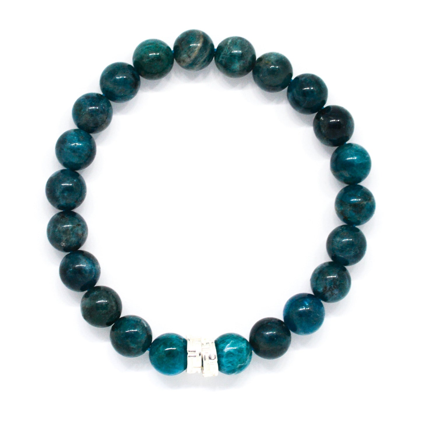 Apatite stone Double Flat Silver Bracelet (8 MM)