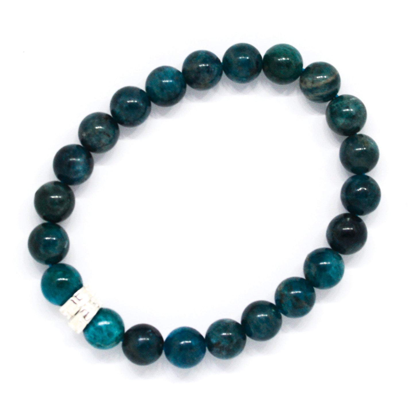 Apatite stone Double Flat Silver Bracelet (8 MM)