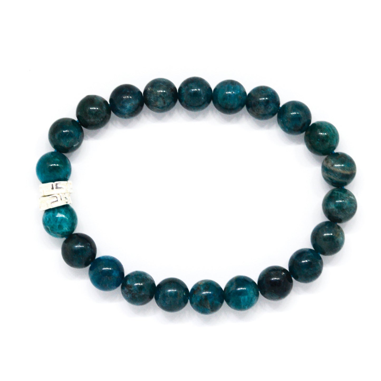 Apatite stone Double Flat Silver Bracelet (8 MM)