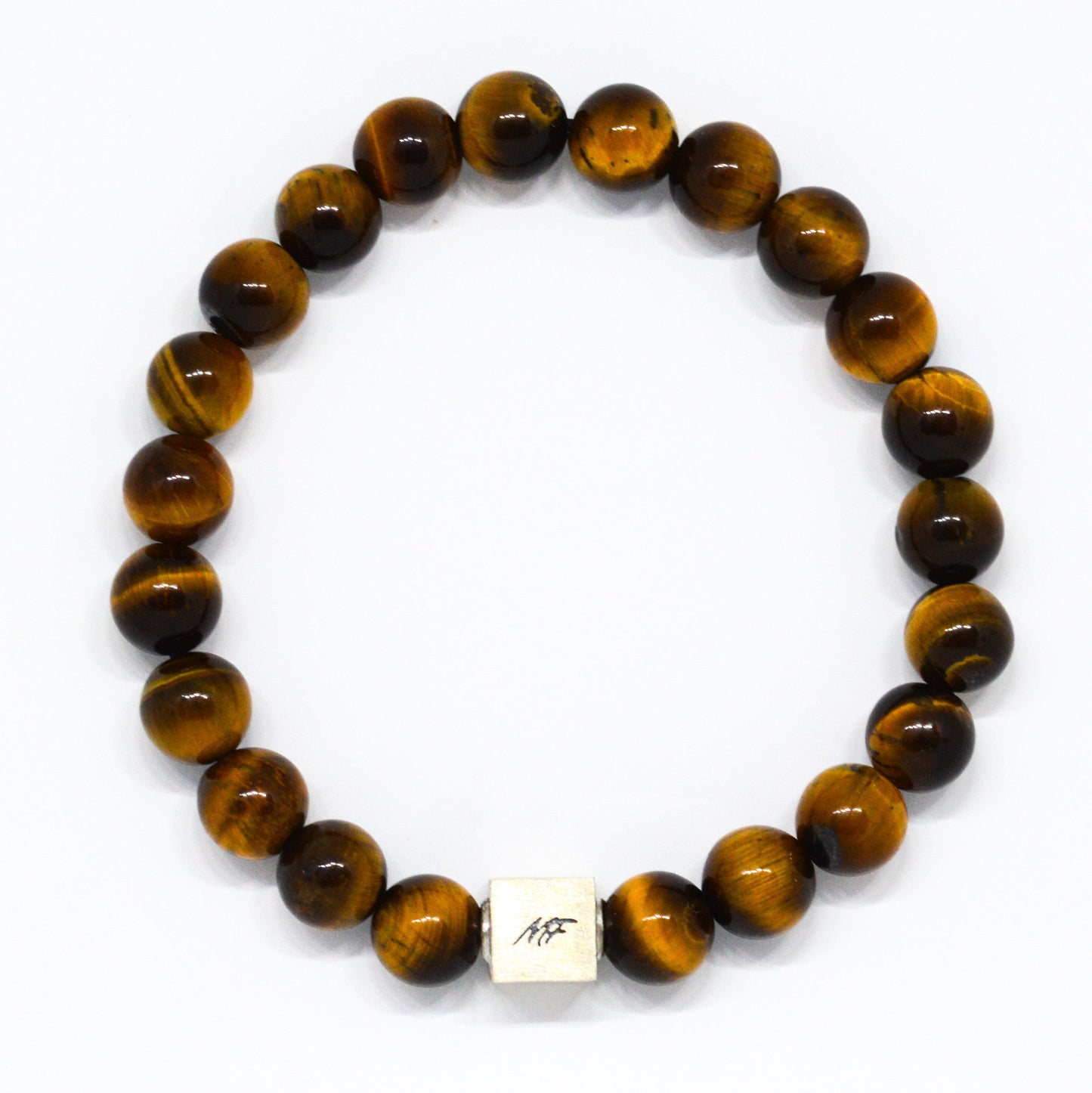 Tiger Eye Stone Infinity Silver Bead Bracelet (8 MM)