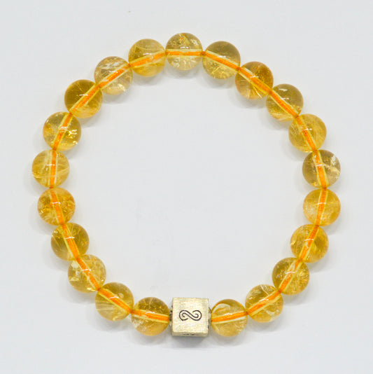 Citrine Stone Infinity Silver Bead Bracelet (8 MM)