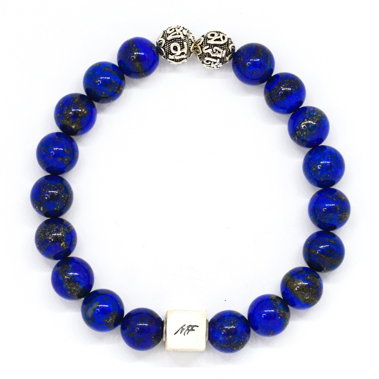 Lapis Lazuli Super Infinity Round Silver Bracelet (8 MM)