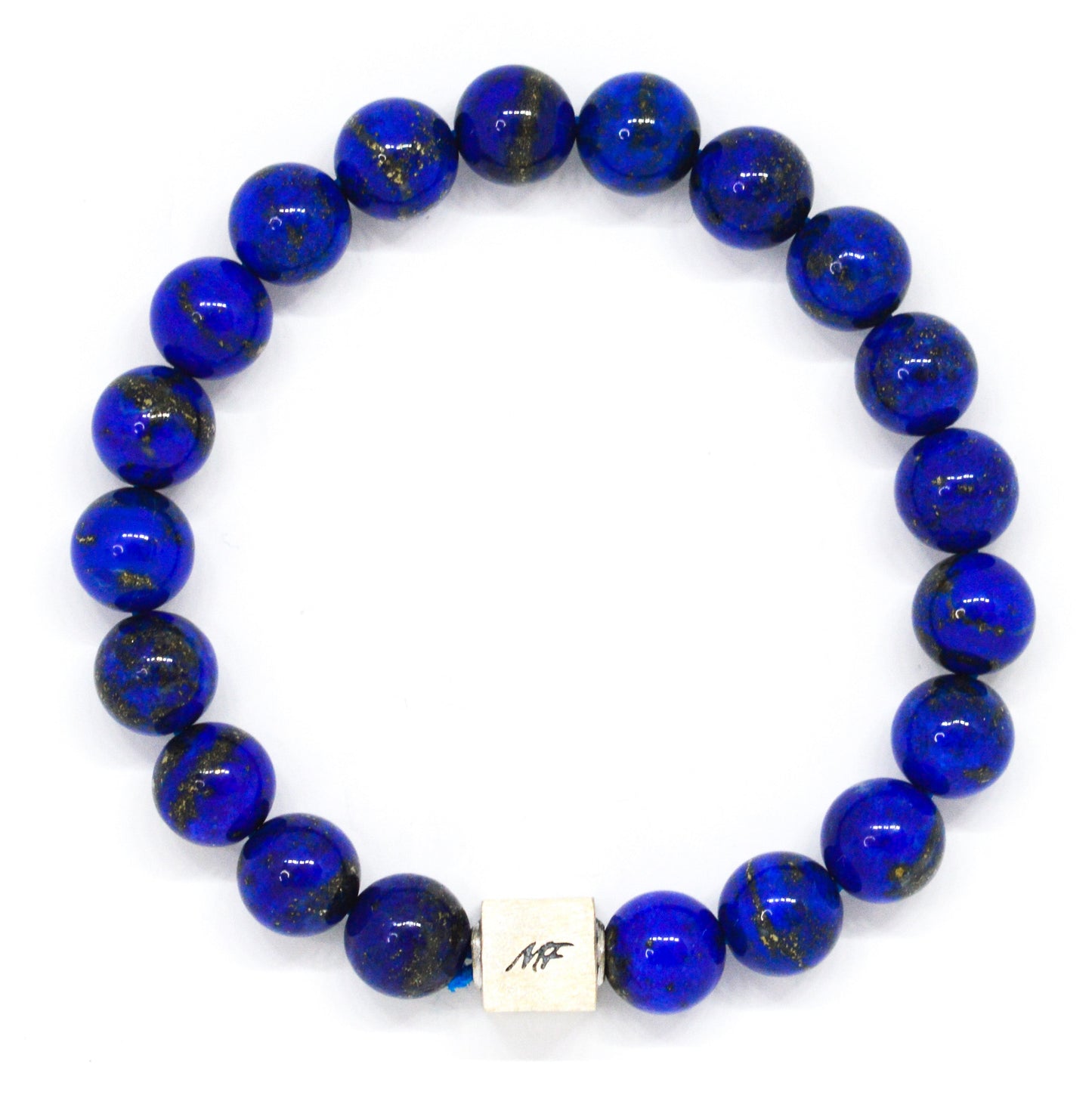 Lapis Lazuli Super Infinity Silver Bead Bracelet (8 MM)