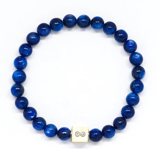 Kyanite Infinity Silver Bead Bracelet (6 MM)