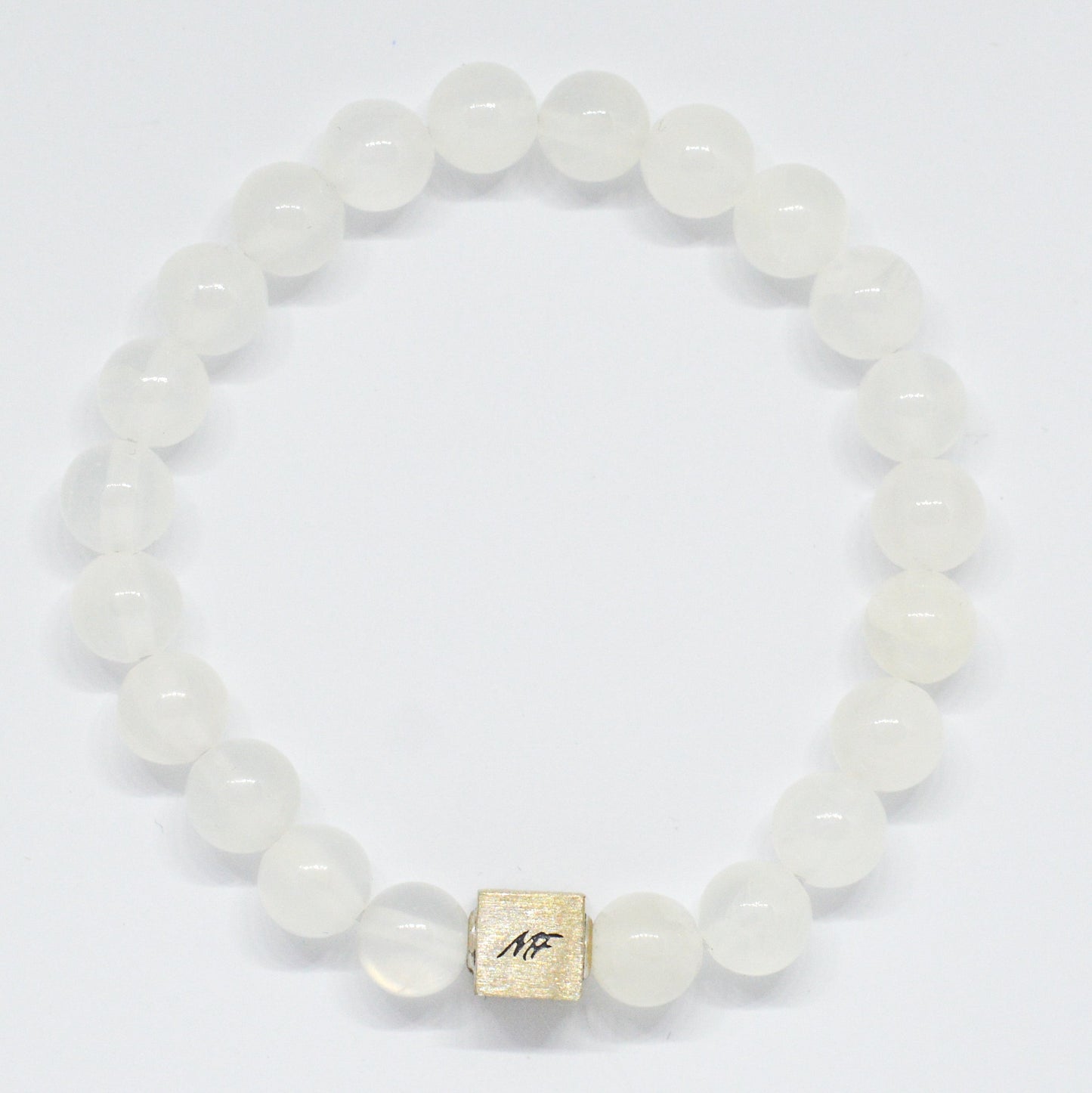 Selenite Infinity Silver Bead Bracelet (8 MM)