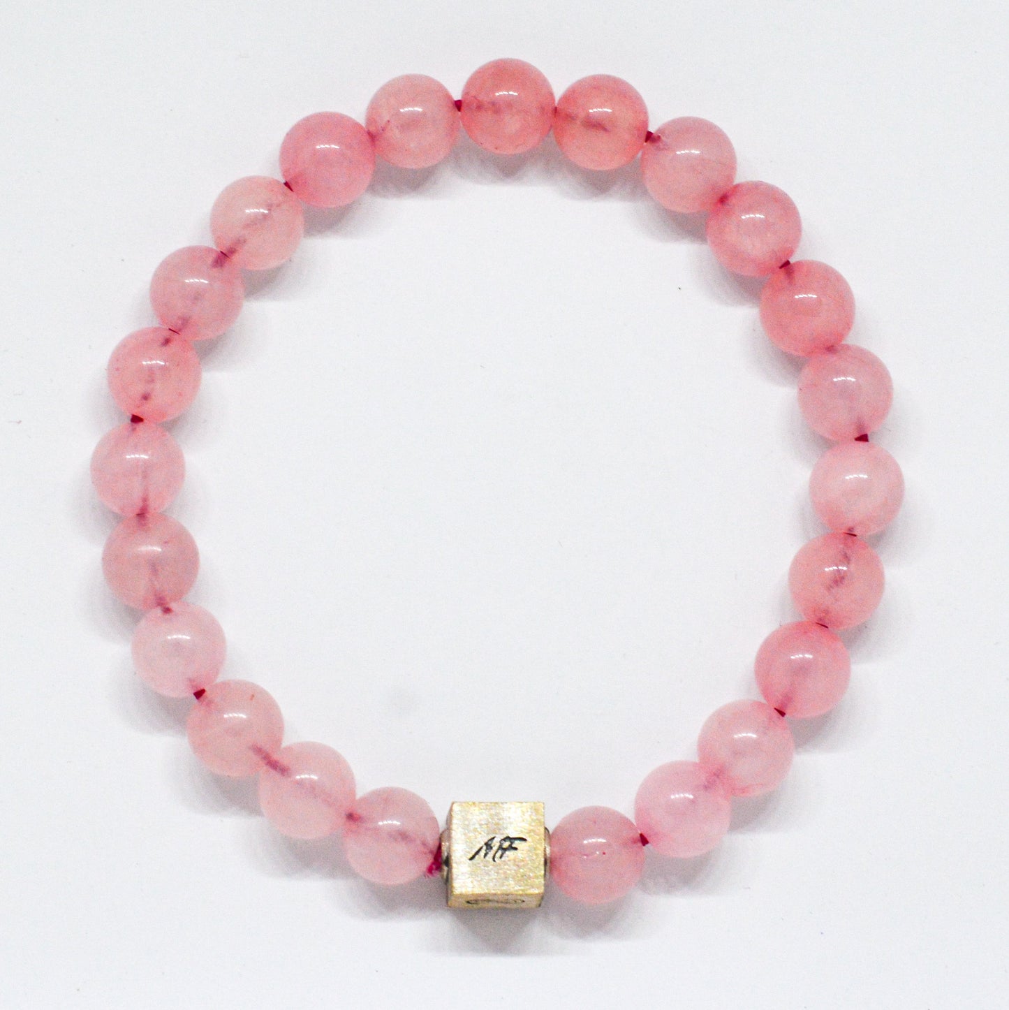 Rose Quartz Super Infinity Silver Bead Bracelet (8 MM)