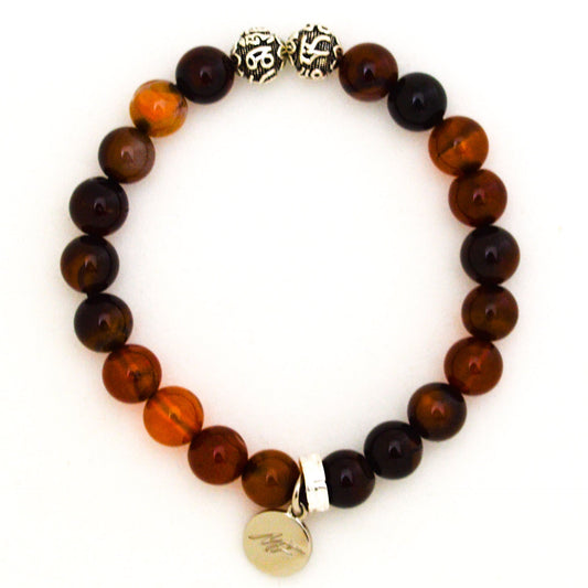 Dream Agate Stone Silver Bead Bracelet (8 MM)