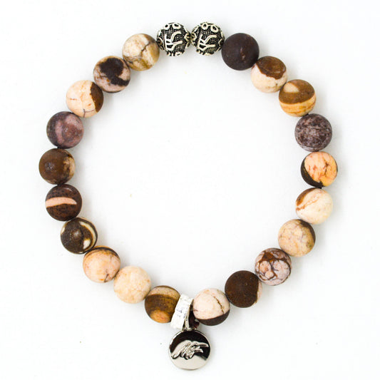 AUSTRALIAN ZEBRA STONE SILVER BRACELET