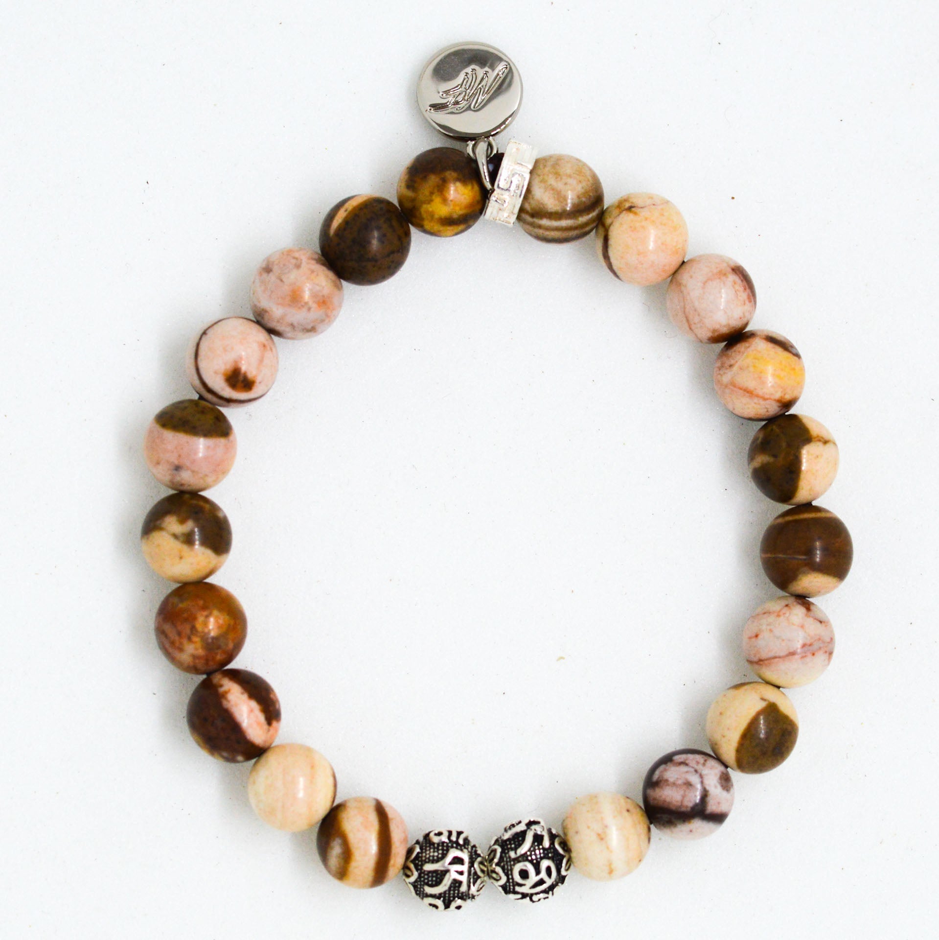 AUSTRALIAN ZEBRA STONE SILVER BRACELET