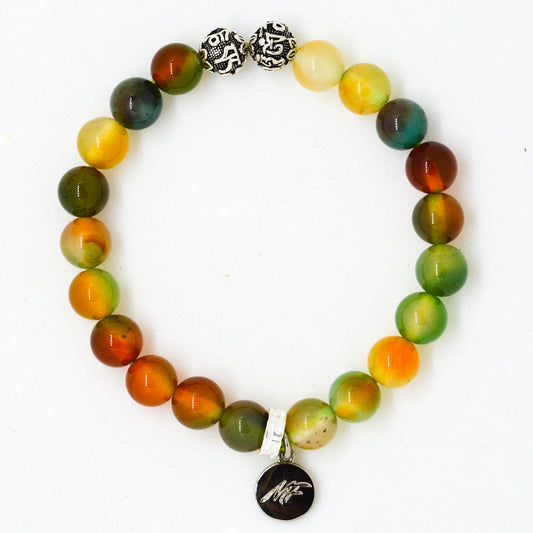 Grape Agate Stone Silver Bead Bracelet (8 MM)