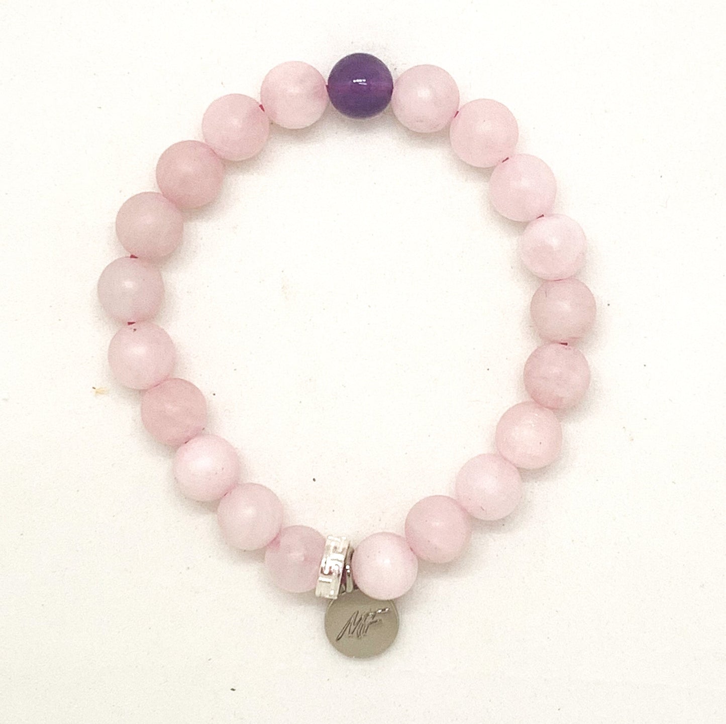 Rose Quartz And Amethyst Couple Bracelet (8 MM)