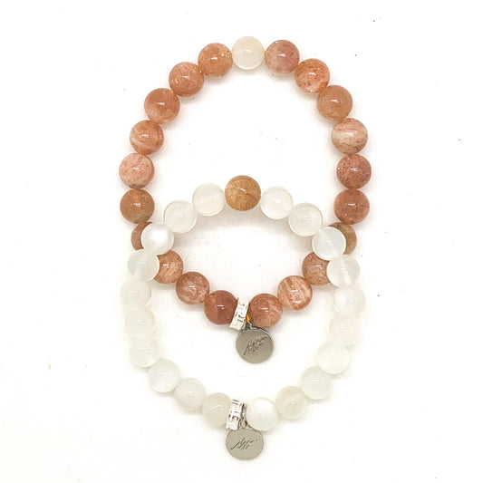 Sunstone & Moonstone Couple Bracelet (8 MM)