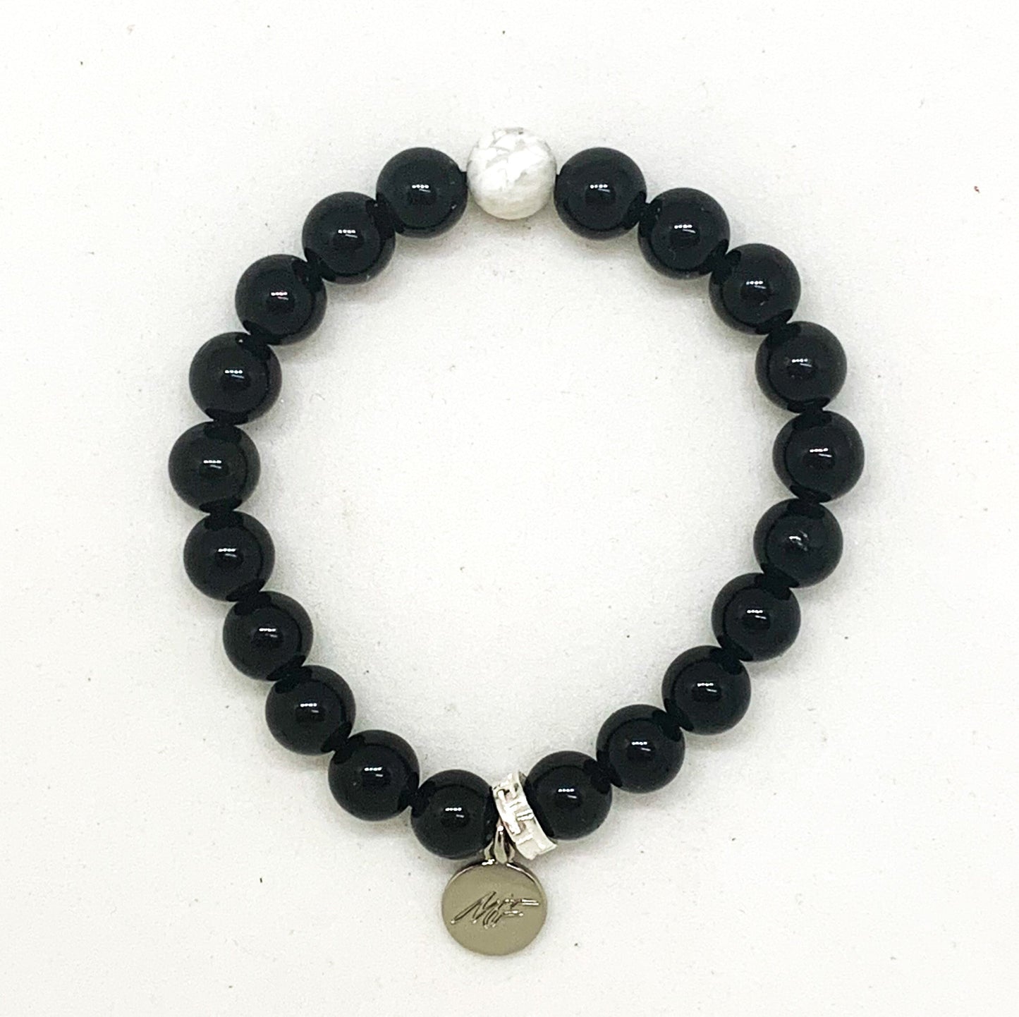 Black Obsidian & White Howlite Couple Bracelet