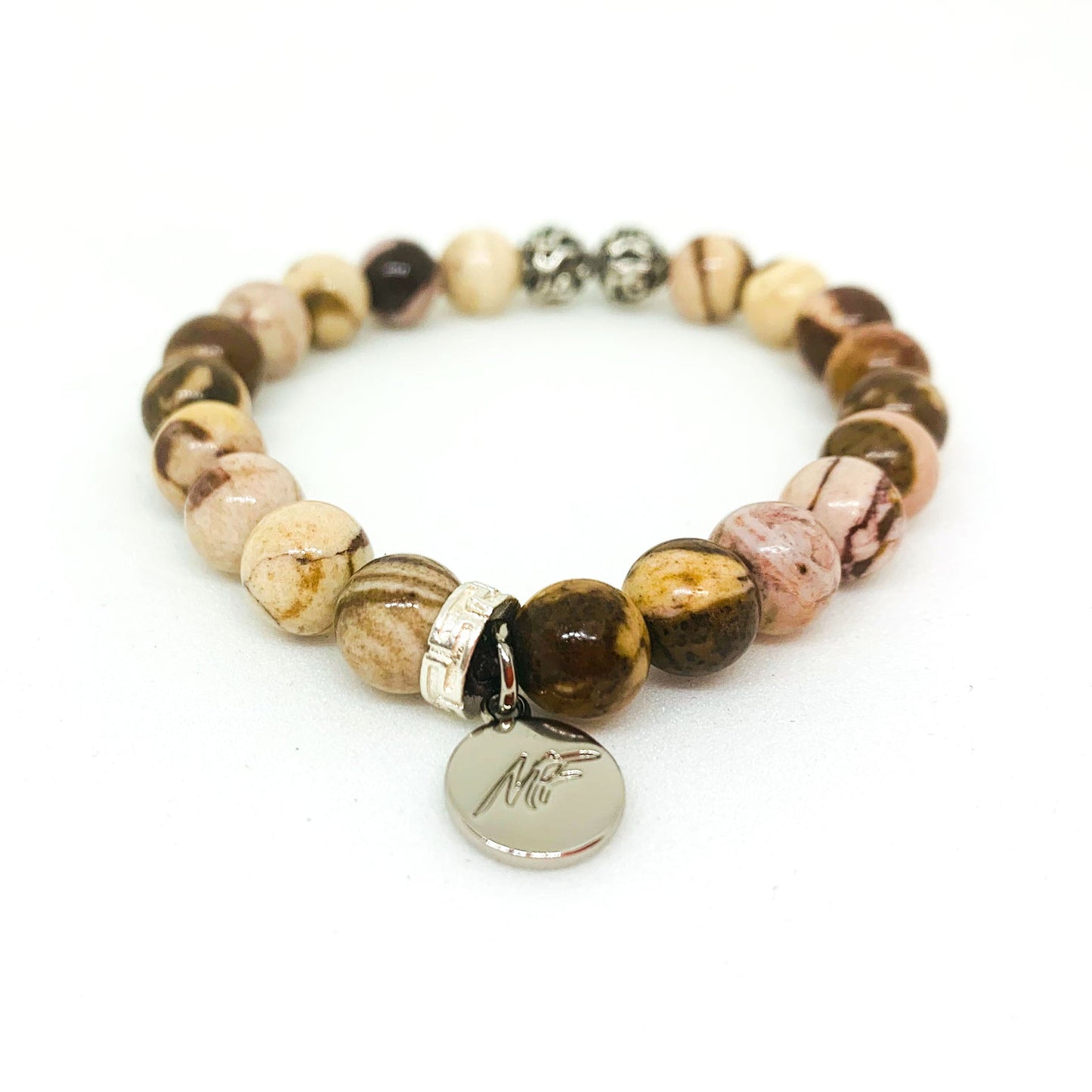 AUSTRALIAN ZEBRA STONE SILVER BRACELET